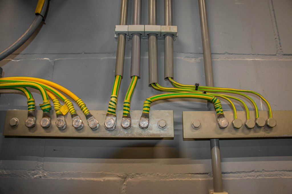 Picture of electrical grounding in a industrial area, it prevents hazard in electrical shortcut situations